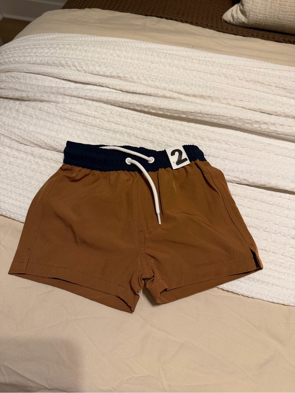 Cotton On Brown Swim Trunks with Navy Waistband
